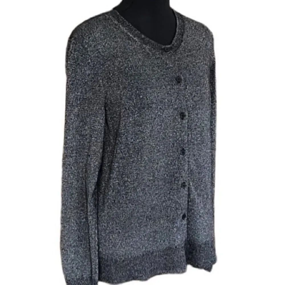 GAP black/silver metallic button front cardigan, size L - Picture 5 of 6